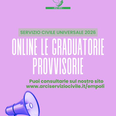 PUBBLICATE LE GRADUATORIE PROVVISORIE BANDO SERVIZIO CIVILE UNIVERSALE 2026-2027